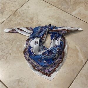 LOFT 100% Silk Blue and Purple Paisley Scarf